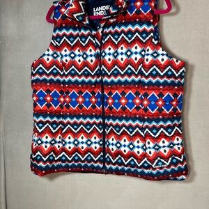 Lands' End Vibrant Geometric Vest Large